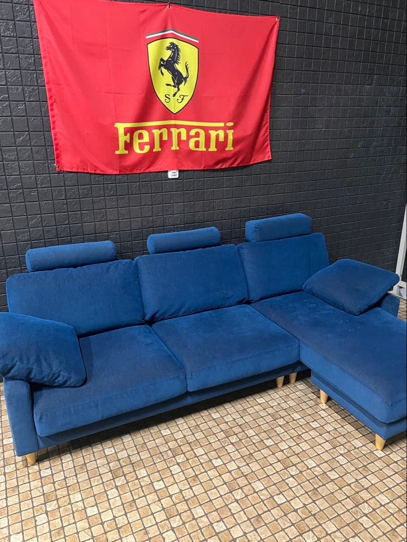 【ビー玉】ブロッコ　BLOCCO 3人掛け　カウチソファ　マリンブルー