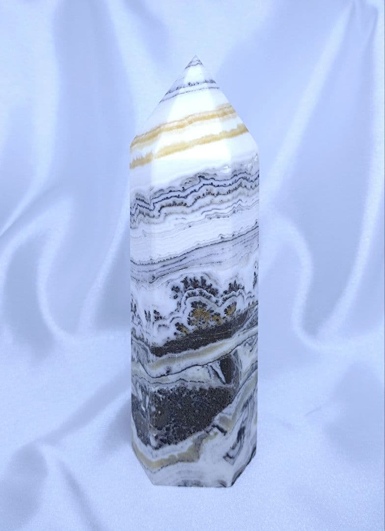 デンドリ カルサイト　ポイント　六角柱　ビッグサイズ　オレンジカルサイト