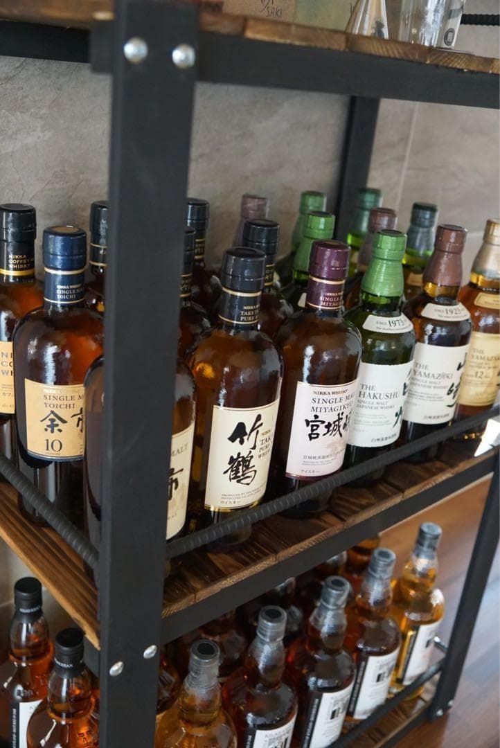 ウイスキーラック　棚　鉄×木製アイアンラック／おうちバー・ボトル棚・酒棚 012