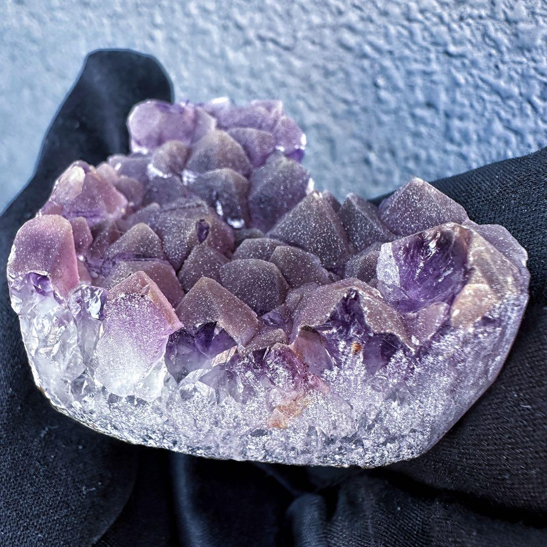 希少2回結晶❗️アメジストハート型❤︎クラスターパワーストーン原石水晶A1309