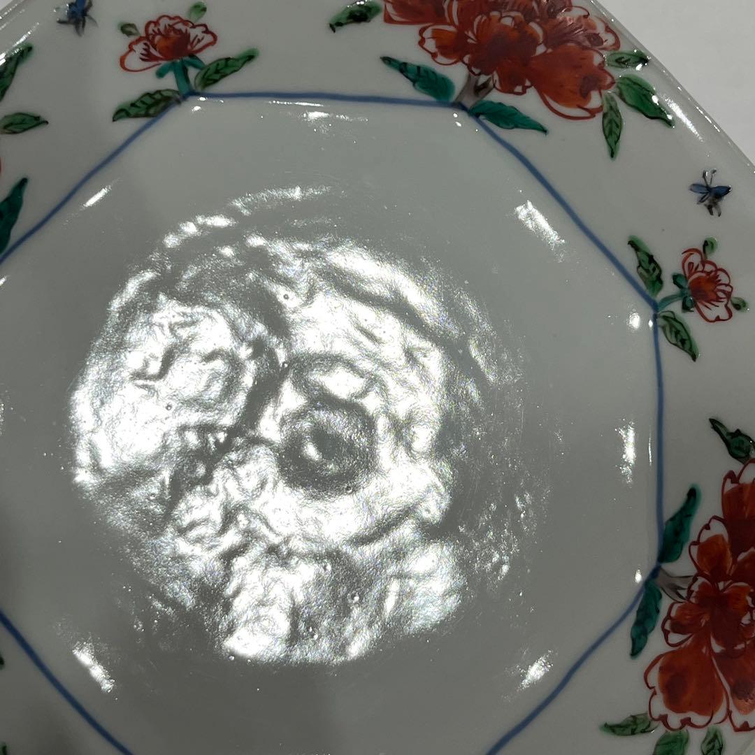 【新品】正木春蔵 色絵染附 牡丹文八角皿 3枚セット