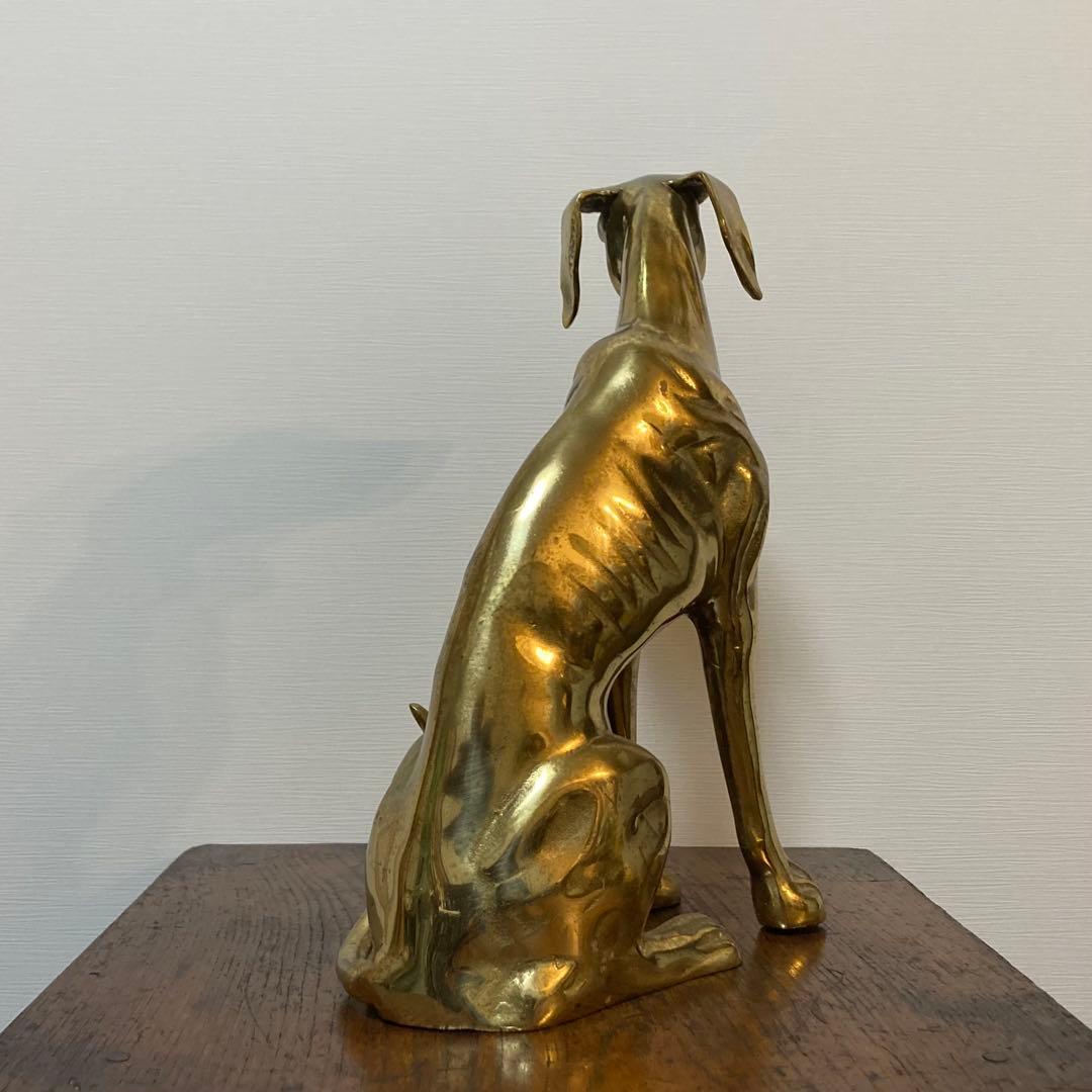 真鍮製 犬の置物 グレイハウンド ヴィンテージ アンティーク レトロ ブラス