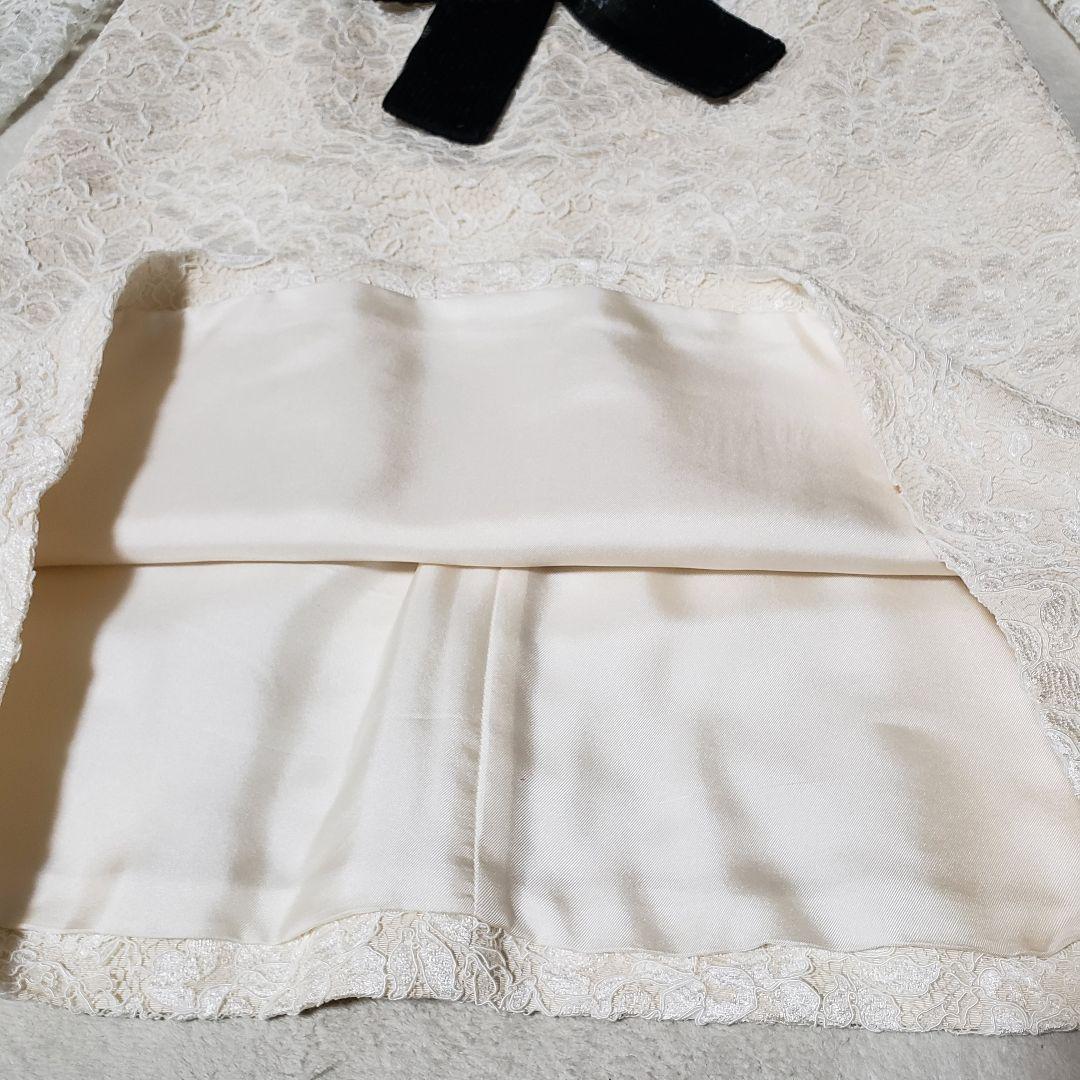 サンローラン SaintLaurent　レーストリム　サテン　ドレス　ワンピース