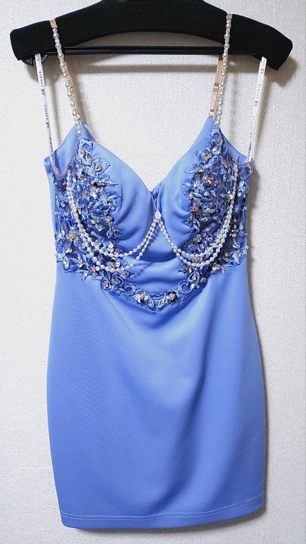 【エンジェルアール】アッパーフラワーレース パールチェーンマイクロミニドレス