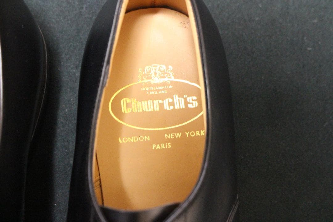 【新品】Church’s 73ラスト ストレートチップ 黒カーフ 革底 7.5F