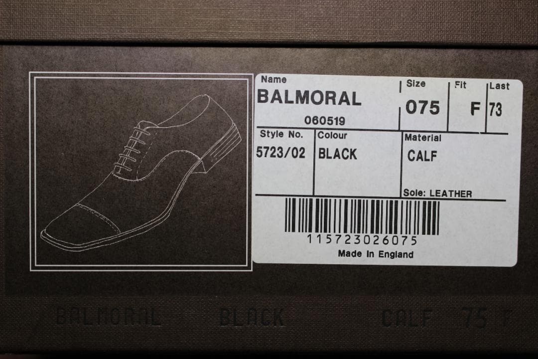 【新品】Church’s 73ラスト ストレートチップ 黒カーフ 革底 7.5F