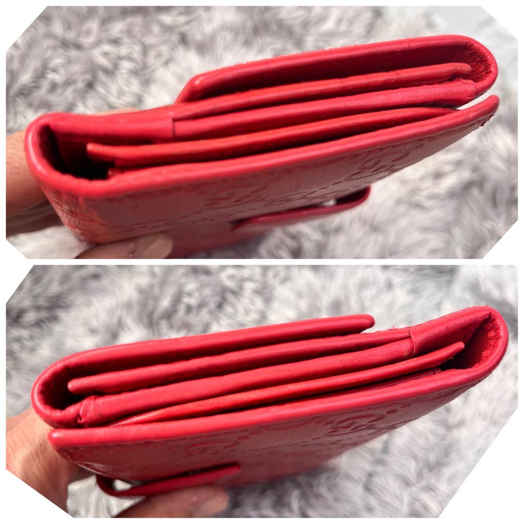 美品✨GUCCI コンチネンタル　シマ　長財布　インターロッキング　朱色