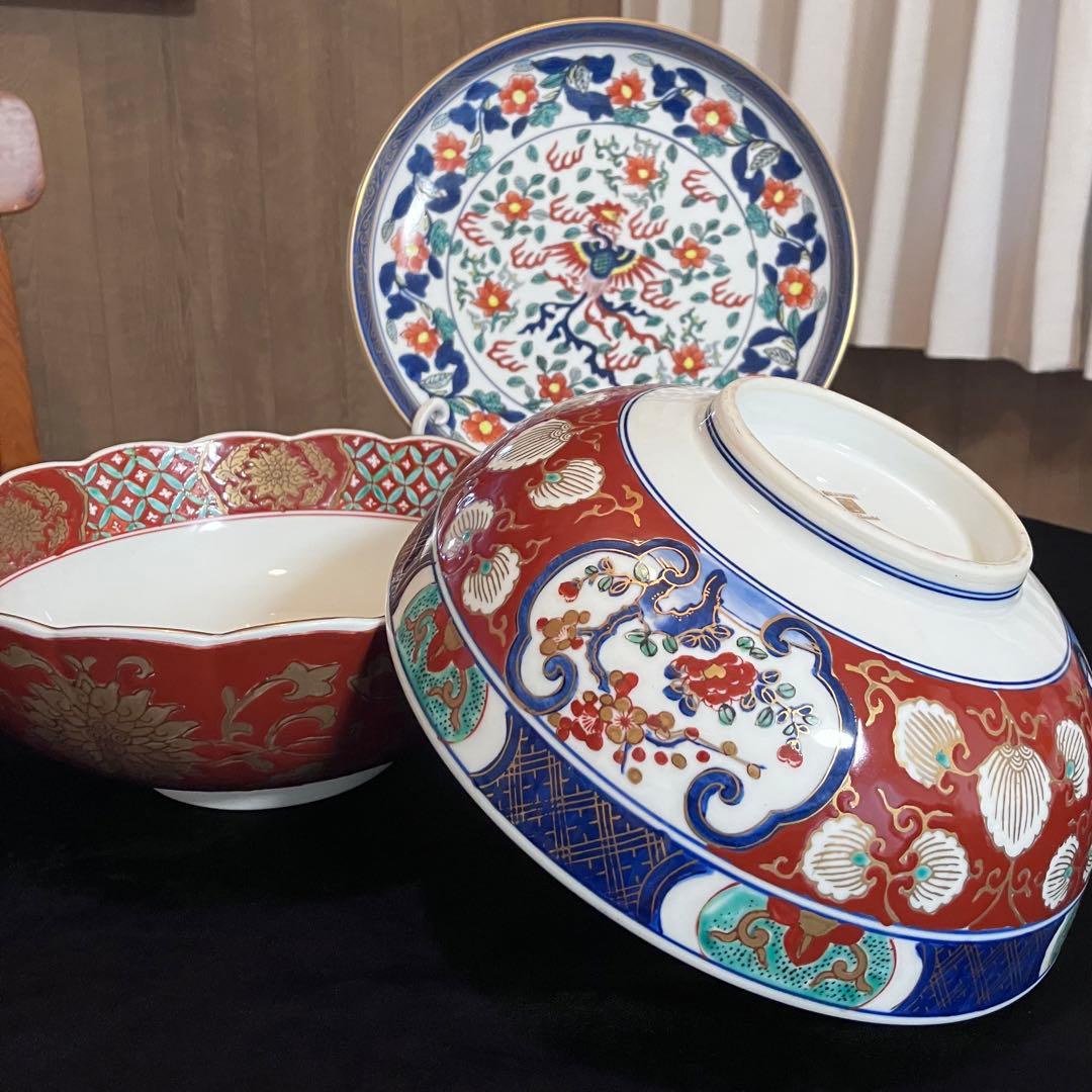 有田焼 オールドイマリ 古伊万里 金襴手 弥左衛門窯 手描き 大皿 大鉢