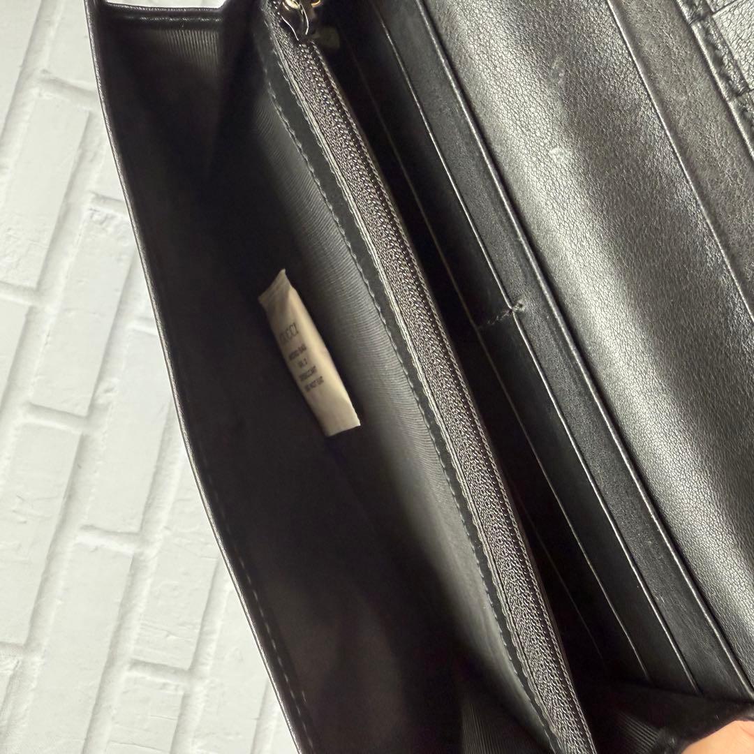 【GUCCI】長財布 マイクログッチシマ レザー/ブラック