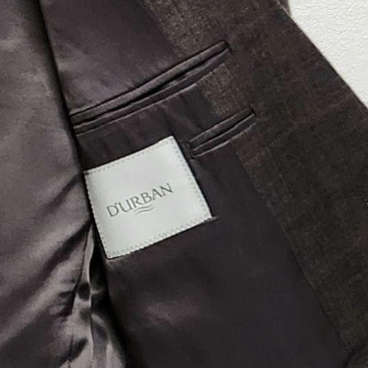 ダーバン　メンズ　スーツ　セットアップ　ブラウン　チェック　細身