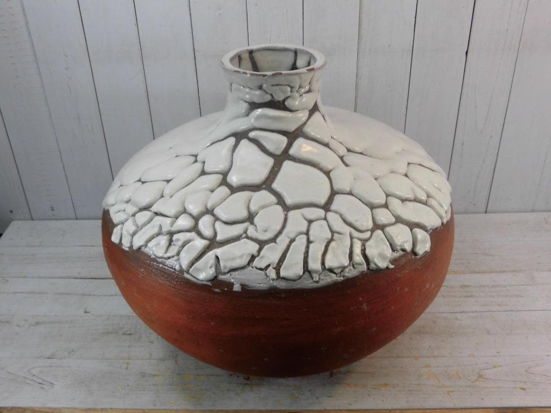 特大花瓶 花器 陶芸 陶器 産地作家等詳細不明 銘有 置物 床の間 G13221