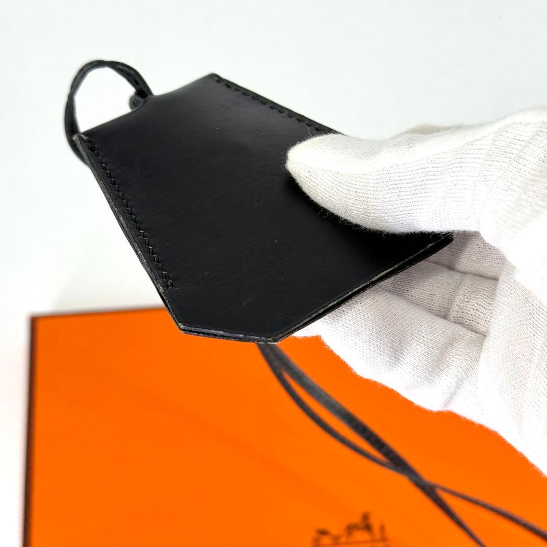 エルメス レザー クロシェット ネックストラップ ブラック 黒 キーリング