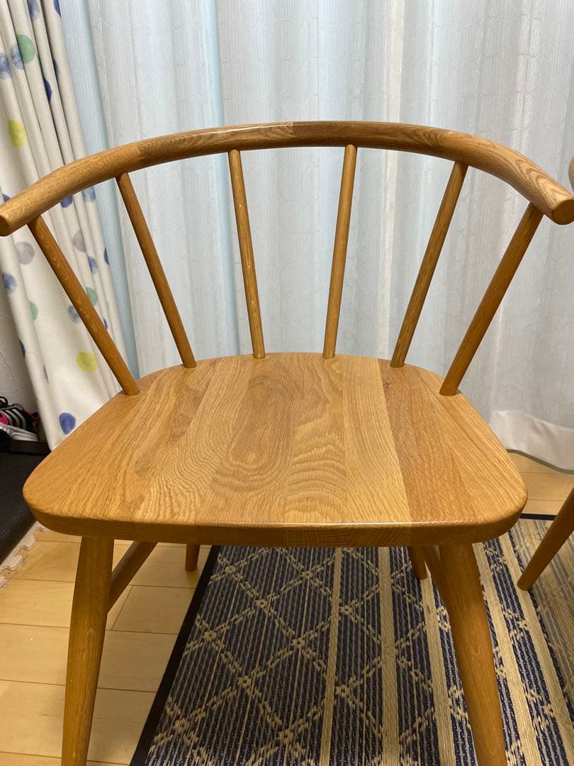 無印良品　オーク材 アームチェア 丸脚 2脚