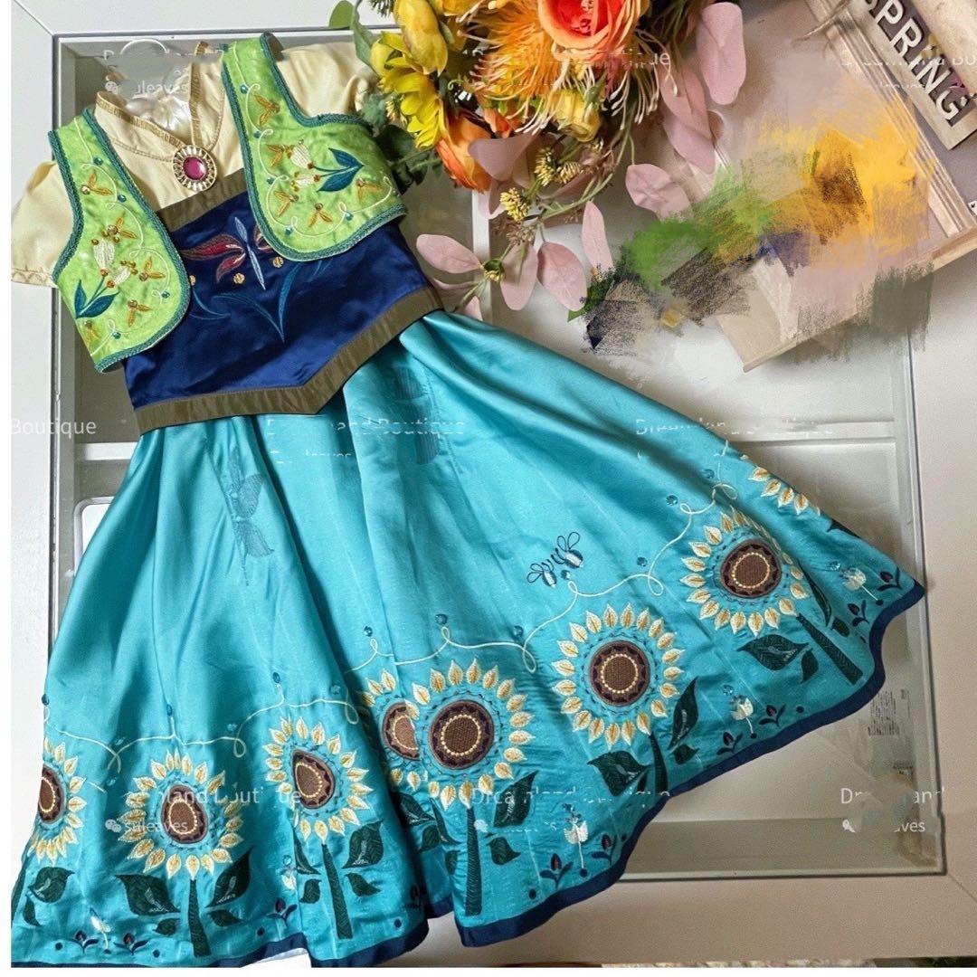 アナ雪　誕生日アナなりきりセット　向日葵ドレス　120サイズ　新品未使用未試着