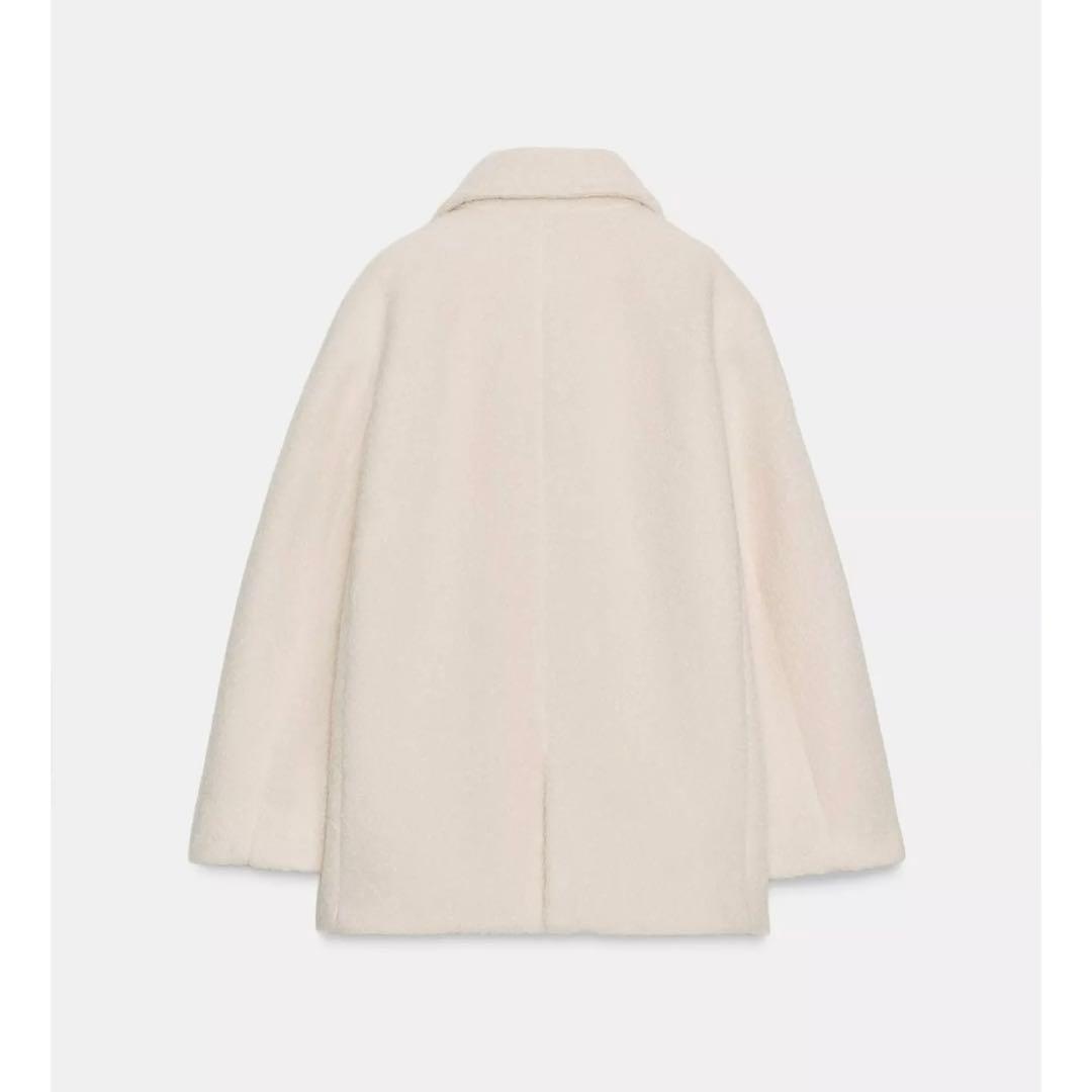 完売品 ZARA ブークレダブルブレストミディ丈コート エクリュ L