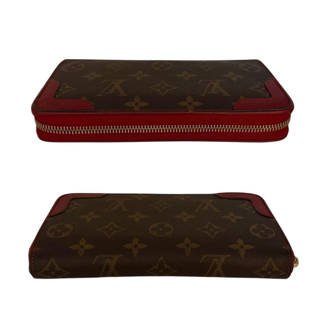 ルイヴィトン　ジッピーウォレット　レティーロ　ラウンドファスナー　モノグラム　赤