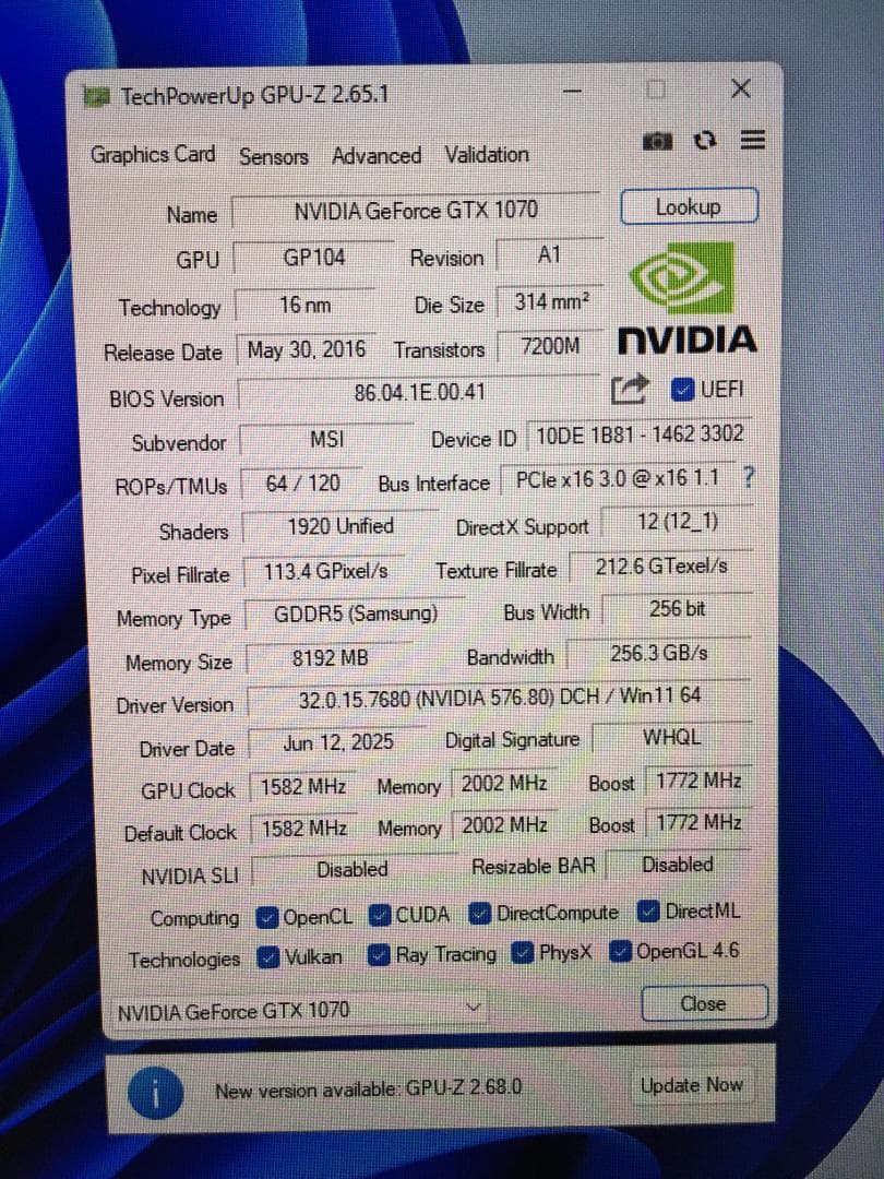 グラフィックボード・グラボ・ビデオカード GeForce GTX 1070 GAMING X 8G