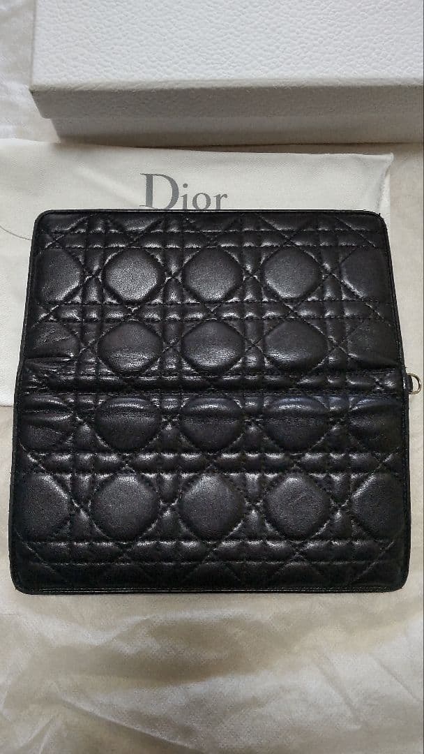 クリスチャン・ディオール　レディース　長財布　黒　青　箱、リボン付き　チャーム