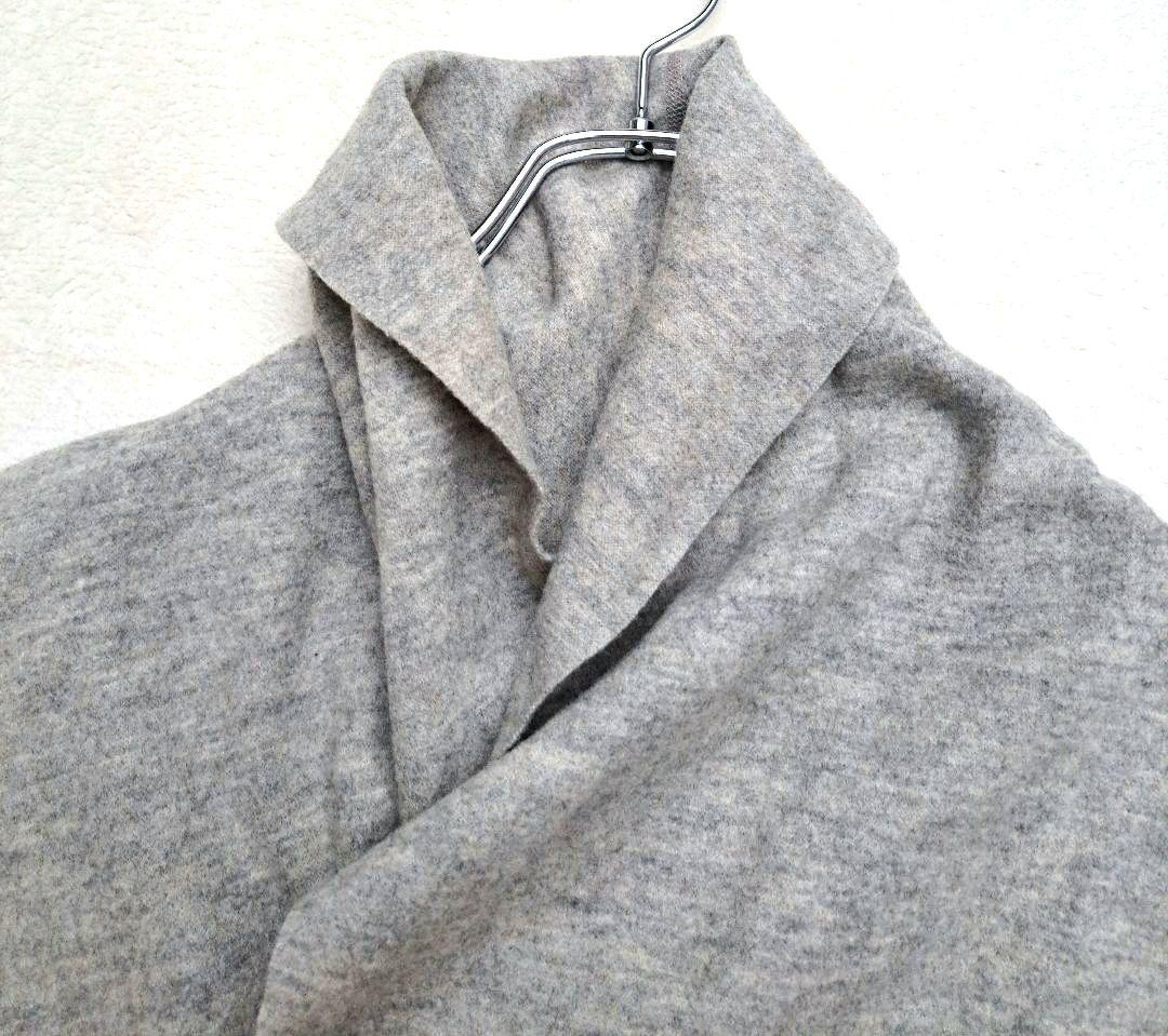 223　美品　ヨーガンレール　ウール100%コート　変形ハイネック M