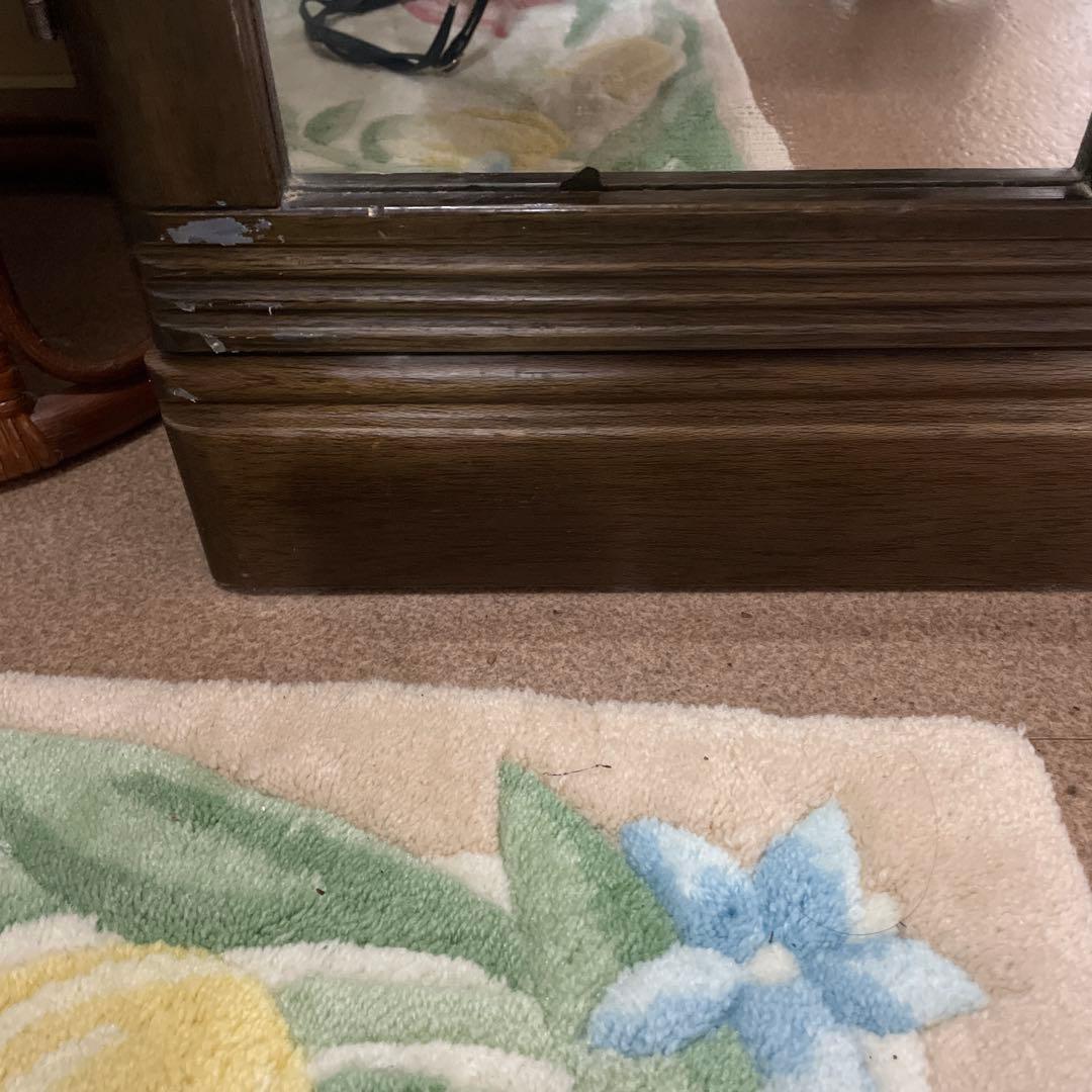 鏡付き　シューズラック　ブラウン