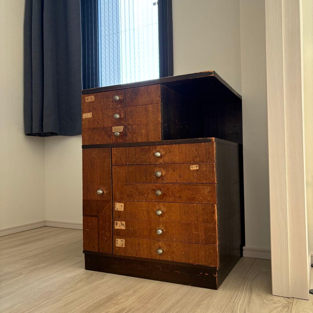 昭和レトロ 木製 小引き出し 収納棚 古家具 アンティーク 作業台