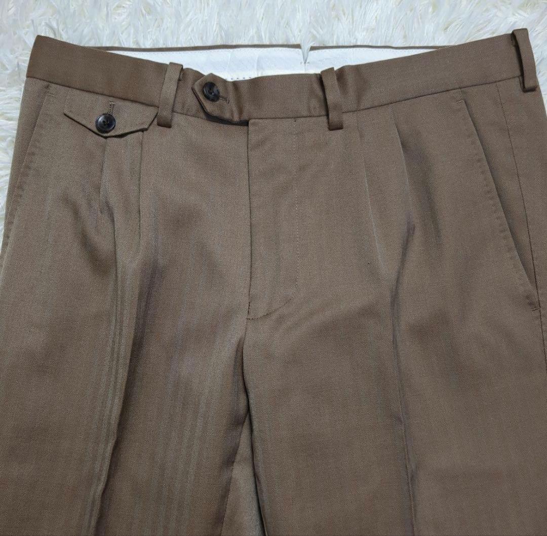 【最終価格】MORLES セットアップ ストライプスーツ ブラウン