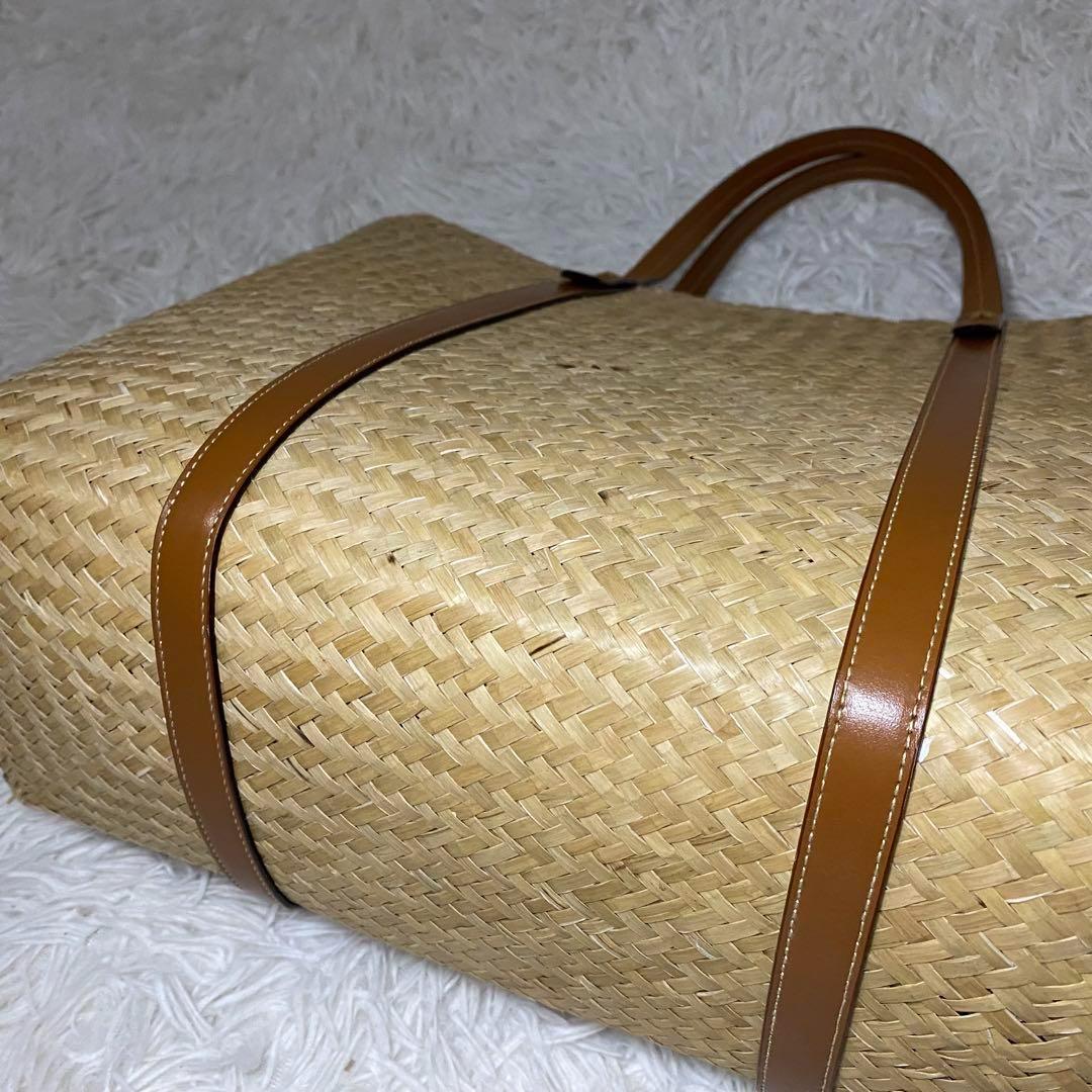 ジミーチュウロンドン　ラフィアトート　かごバッグ　スタッズ　星　大容量　レザー