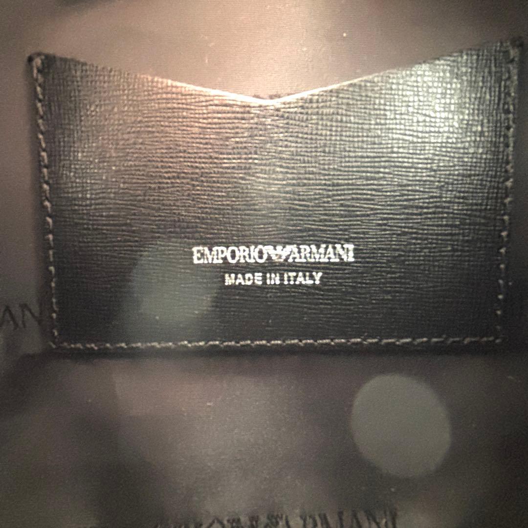 未使用に近い エンポリオアルマーニ ショルダーバッグ ロゴ レザー 斜め掛け 黒