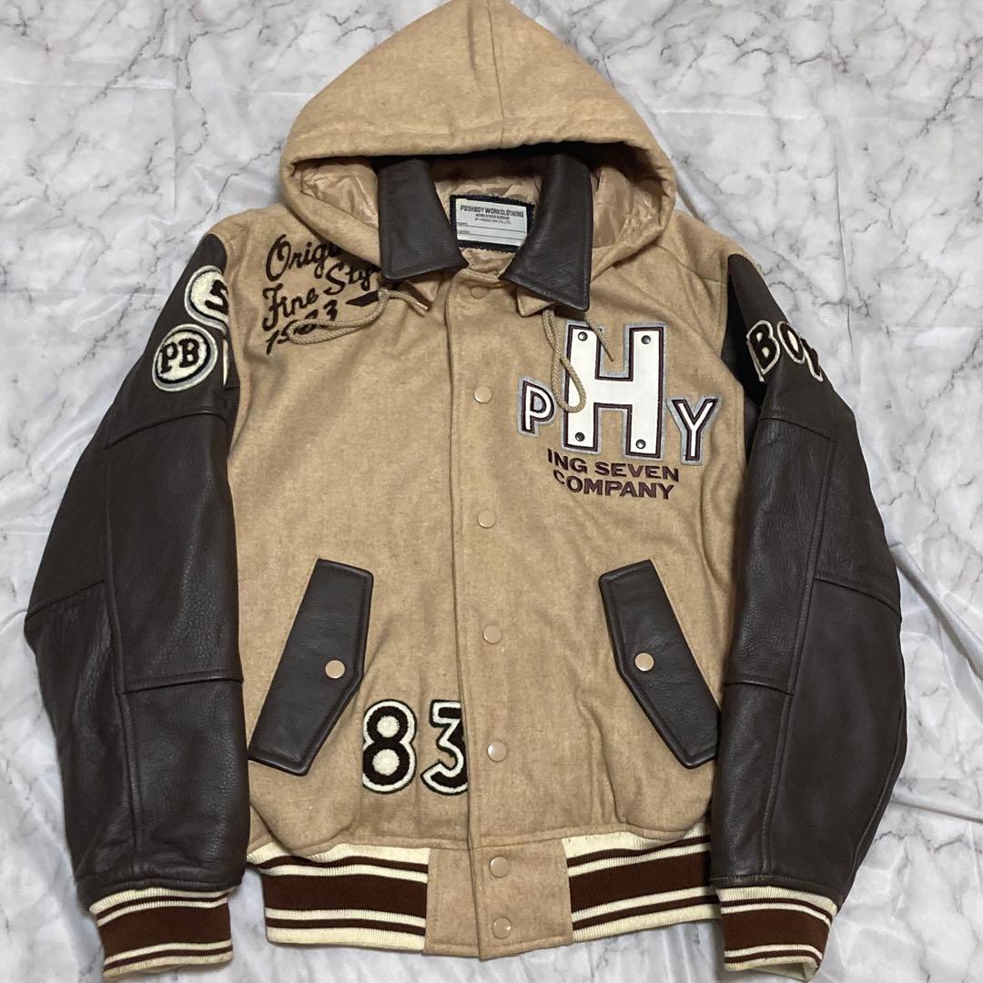 POSH BOY 本革 レザー スタジャン 刺繍 ワッペン フライトジャケット