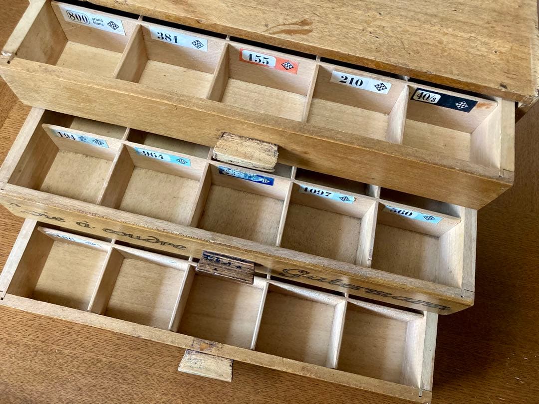 フランス アンティーク ギッターマン ソーイングキャビネット糸巻ディスプレイ什器