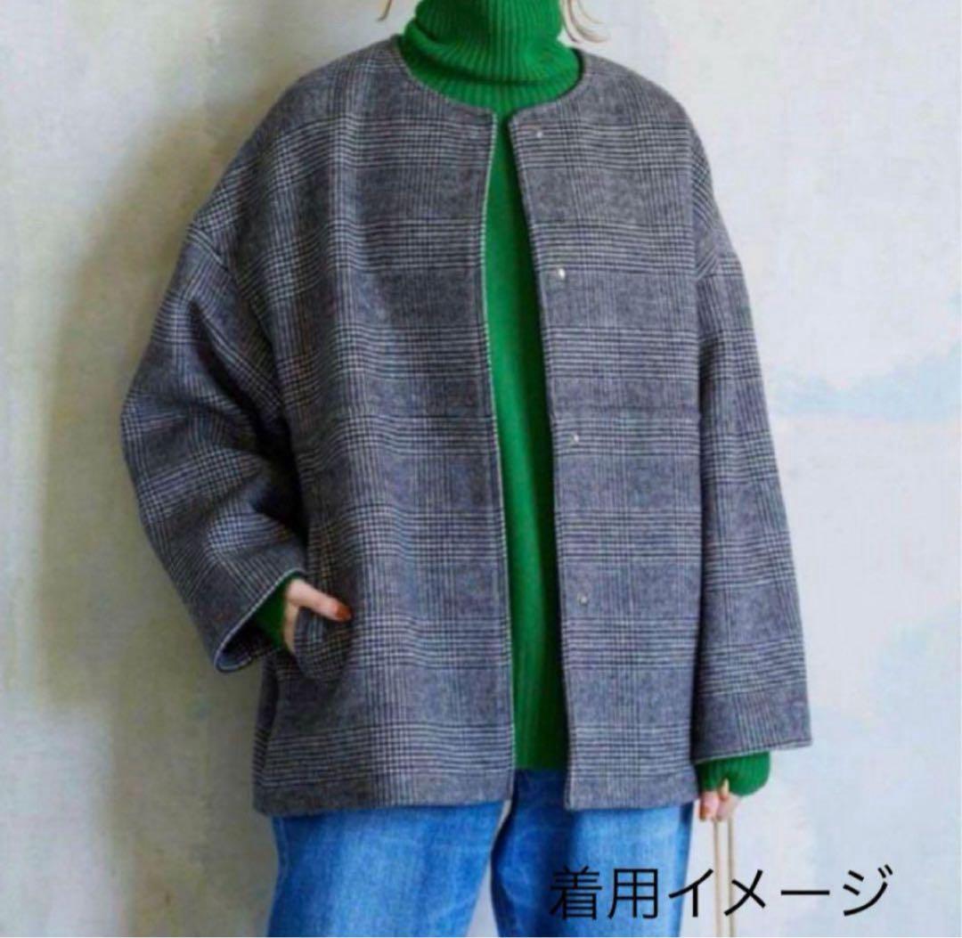 【未使用級】スーパー140 ビーバー　ノーカラー　ショートコート