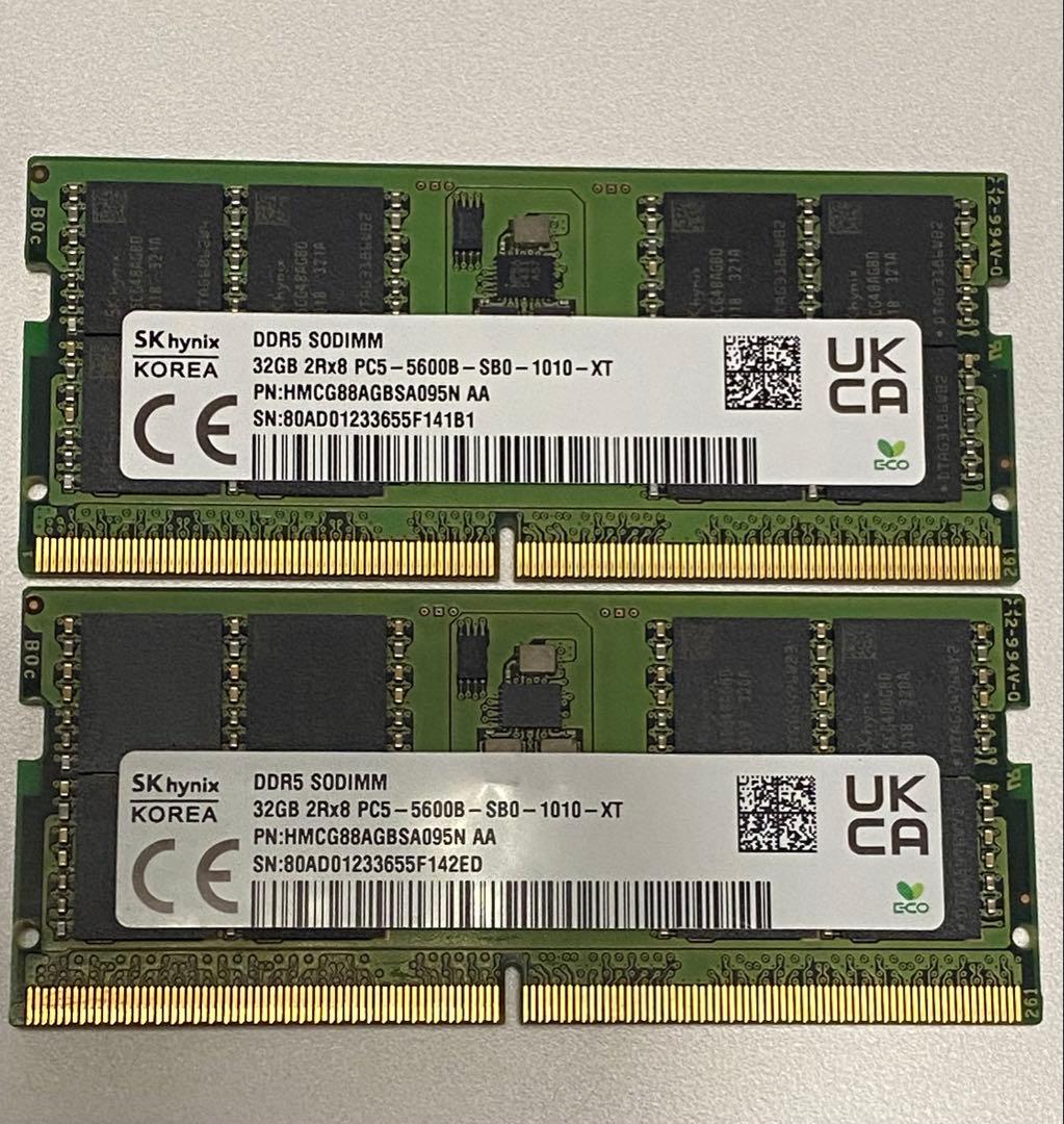 メモリー SK hynix 64GB DDR5 5600B SODIMM (32GBx2)