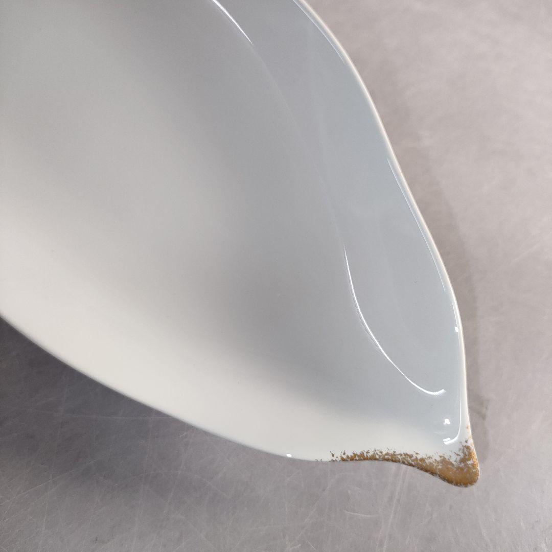 A1389-3/大倉陶園/金彩葉形銘々皿 大1客・小6客/向付/菓子皿/懐石道具