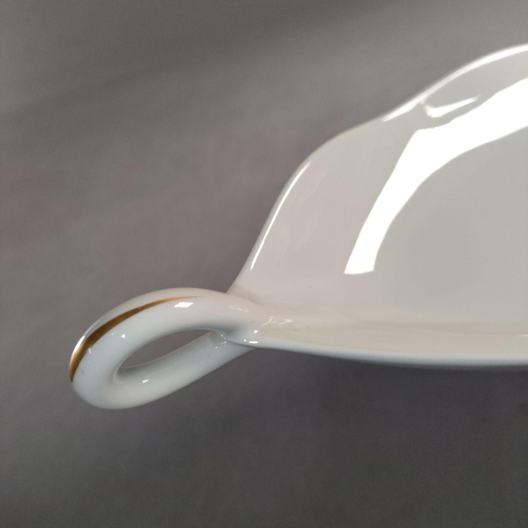 A1389-3/大倉陶園/金彩葉形銘々皿 大1客・小6客/向付/菓子皿/懐石道具