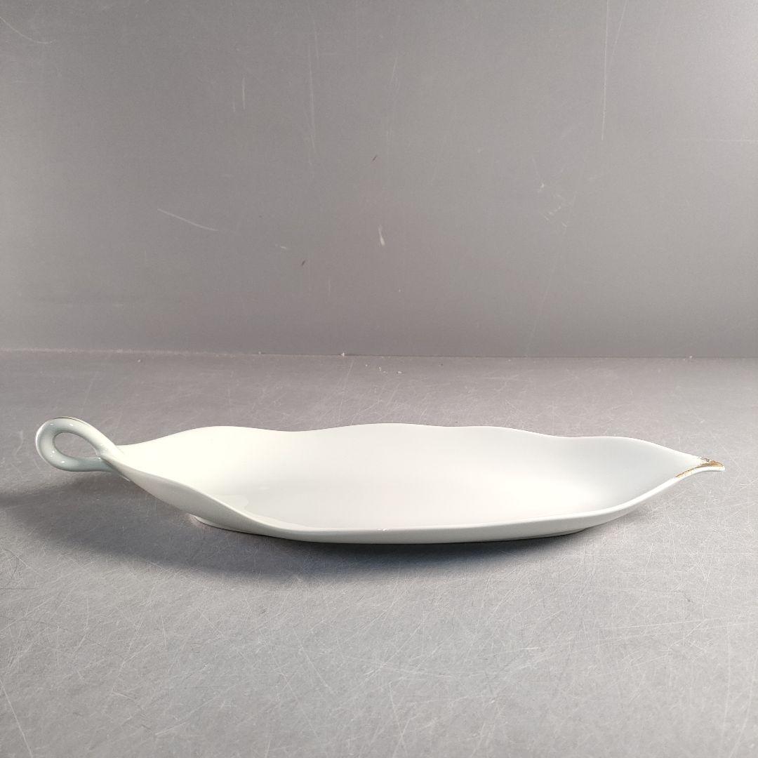 A1389-3/大倉陶園/金彩葉形銘々皿 大1客・小6客/向付/菓子皿/懐石道具