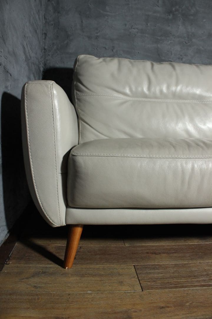 首都圏送無料〜IDC OTSUKA L/S 30万本革3人掛けソファ　オットマン