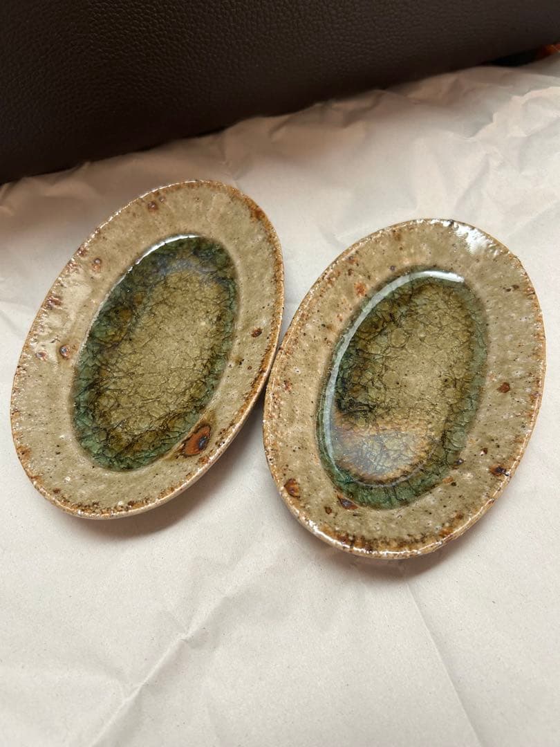 最終値下げ　新品　やちむん　宮城陶器　宮城正幸 オーバル皿　2個セット