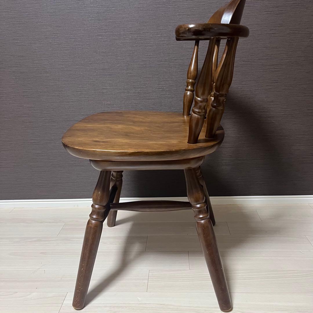 希少 飛騨家具　ウィンザーチェア　回転チェア　昭和レトロ　ヴィンテージ　木製 ①