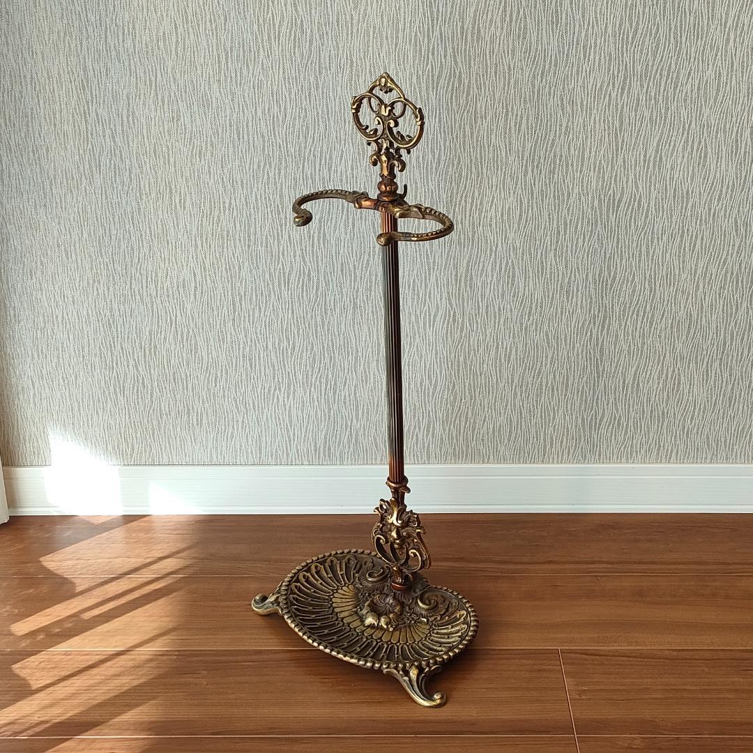 アンティーク　傘立て　杖立て　真鍮　鋳物　アンブレラスタンド