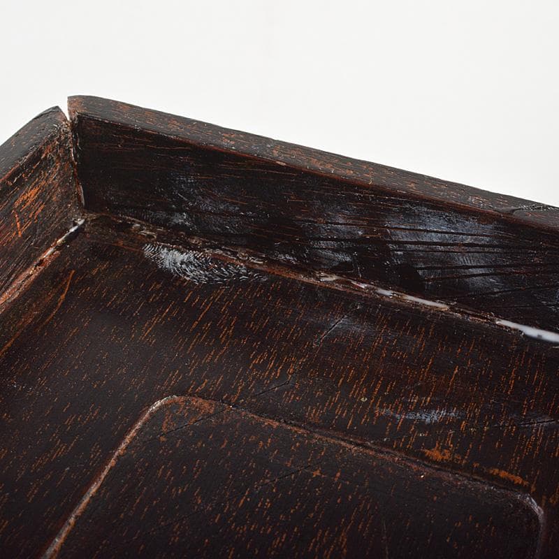 中国　書道具　花瓶刻　端渓硯　唐木箱付　C　6184