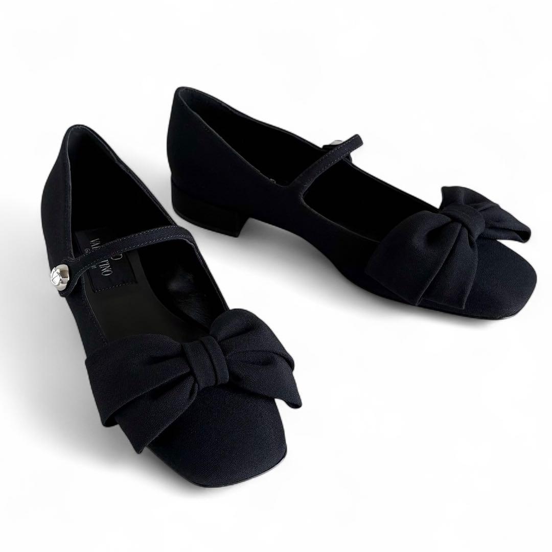 未使用 VALENTINO ボウジェーン クレープファブリック バレリーナ 現行