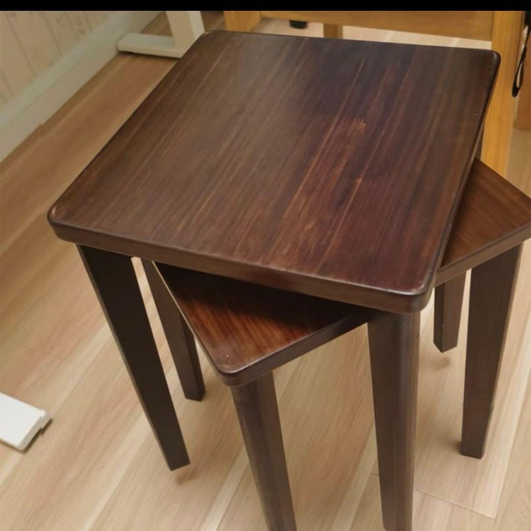 新品未使用未開封　天然木使用　木製椅子4脚セット 四角椅子 木製 スツール　イス