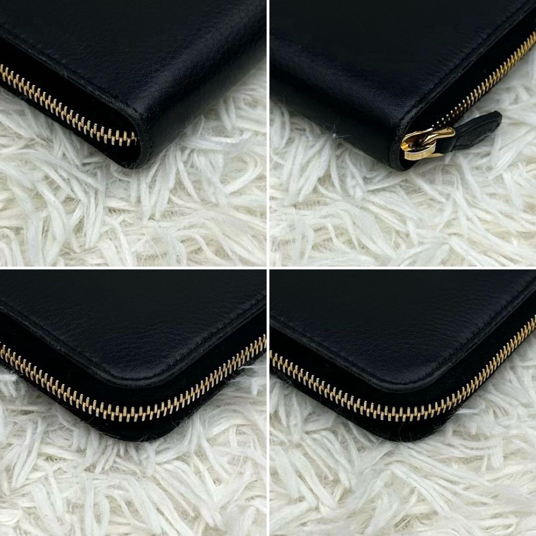 【極美品】PRADA ラウンドファスナー サフィアーノレザー 長財布 ブラック