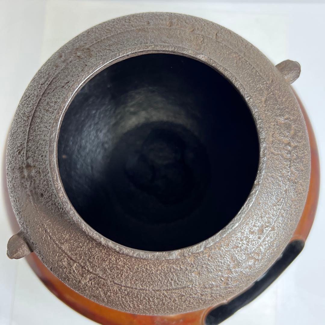 角谷莎村　風炉釜　共箱　7.8㌔　東Y7-1106①タルサ