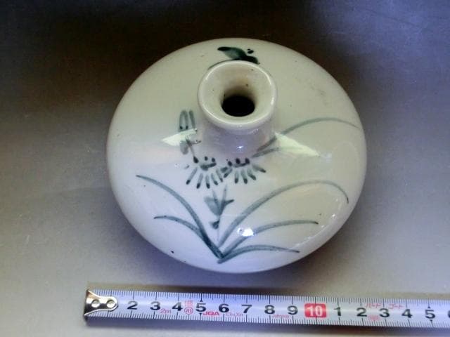 油壷■染付唐草鳥紋油壺 花器 砂高台 古玩 唐物 古美術 時代物 骨董品■