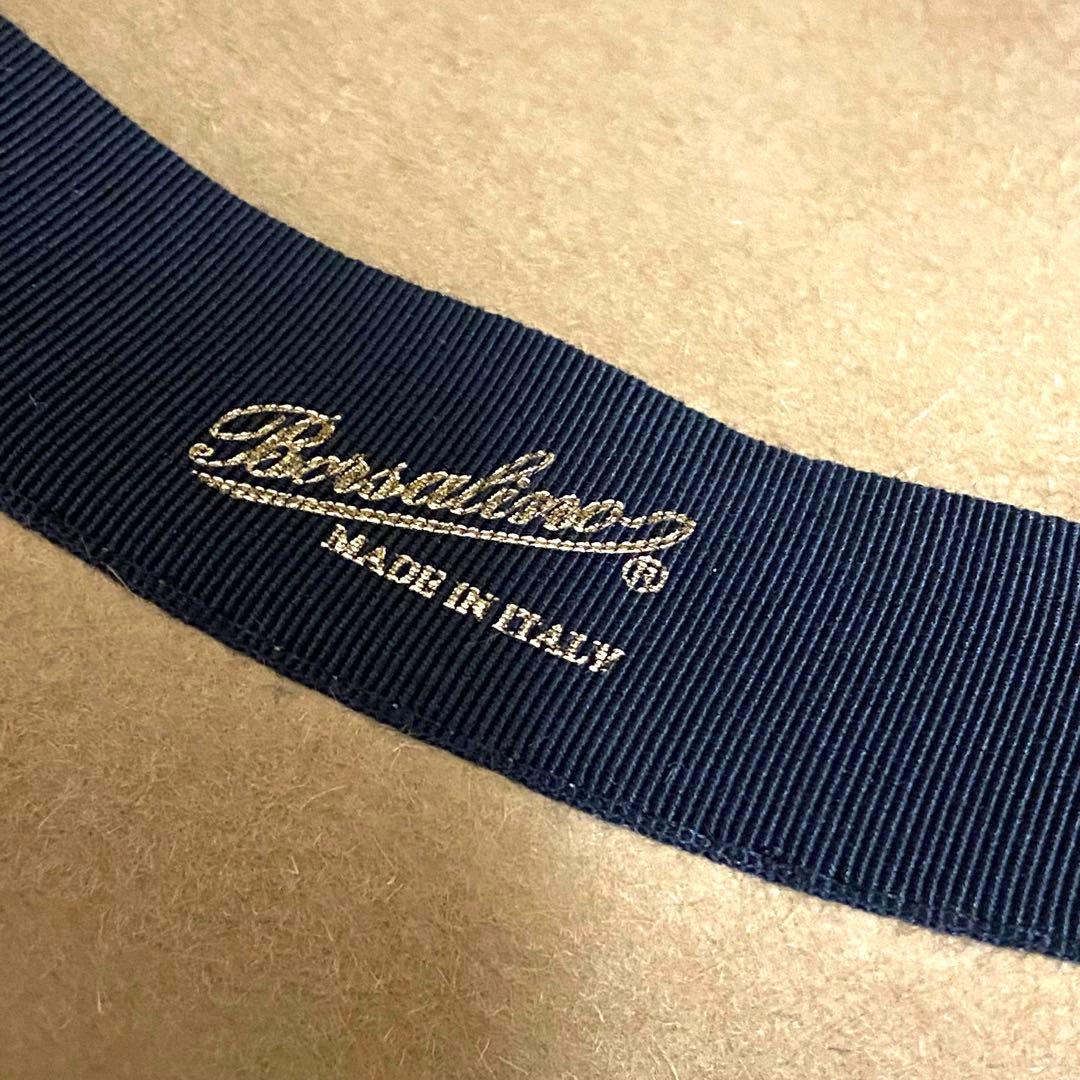 [美品]Borsalinoボルサリーノ中折れハットラビットフェルトベージュ61