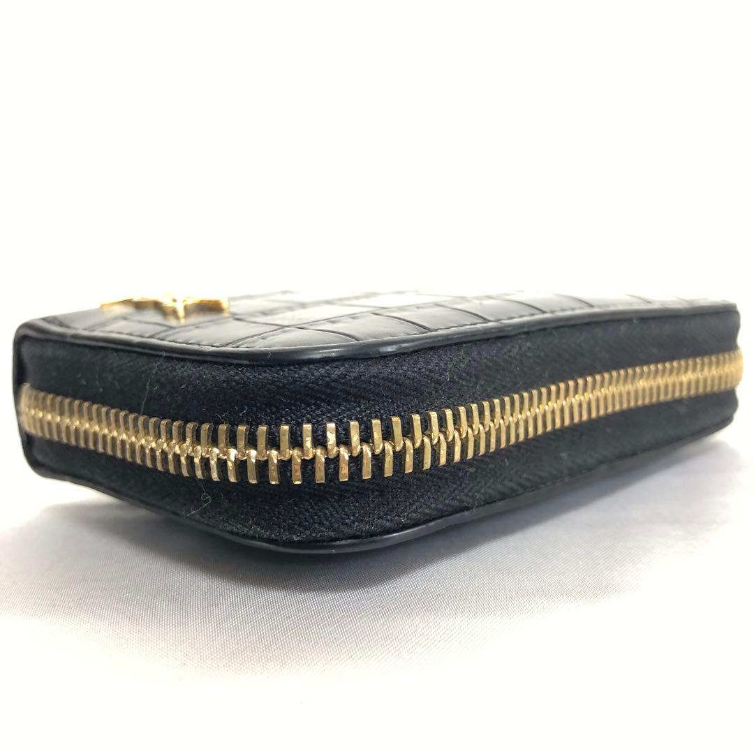 極美品　サンローランパリ　ケース　YSLロゴ　クロコ型押し　レザー　黒
