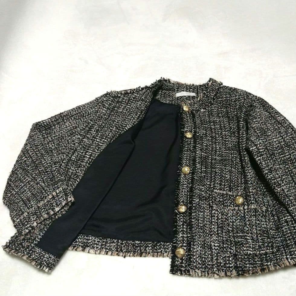 【美品】 F by ROSSO　ミックスツイードノーカラージャケット 人気
