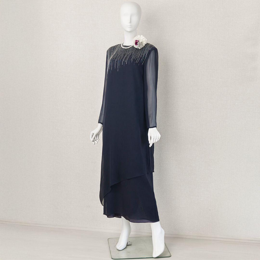 ◎当日発送可能【美品】ハナエモリ　11号相当　ネイビー　セレモニードレス　ロング