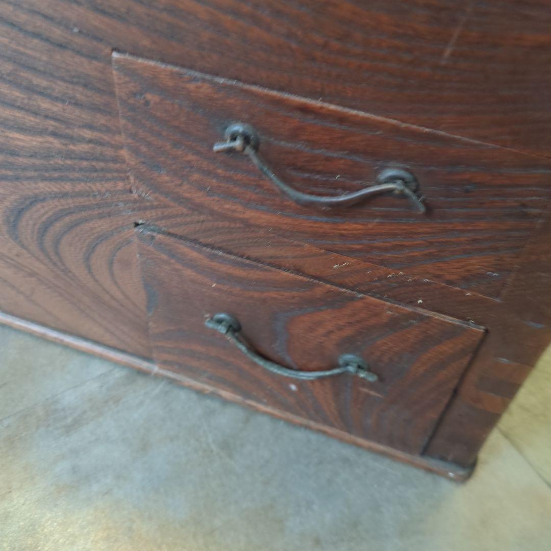 骨董 長火鉢 瓢箪五徳、火箸、灰付き 引き出し 関東火鉢 小振り